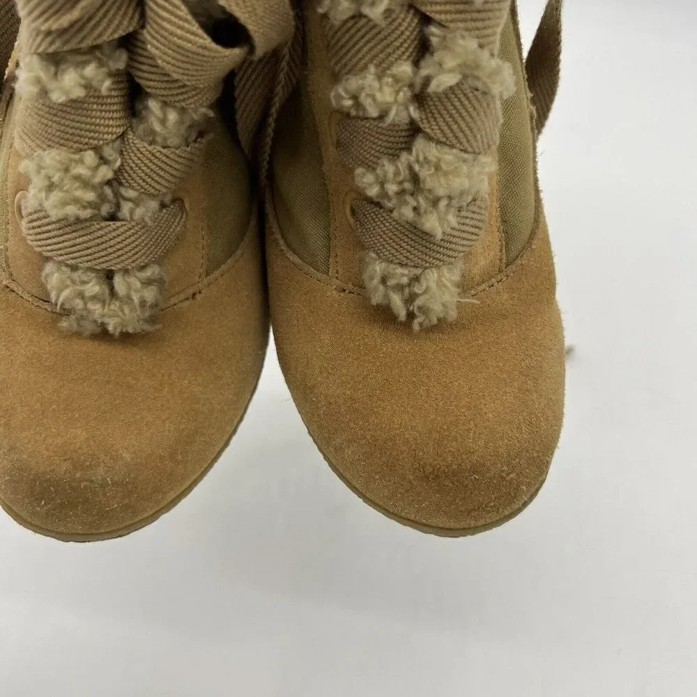 Betseyville Tan Platform Lace up Leather Boots 7.5